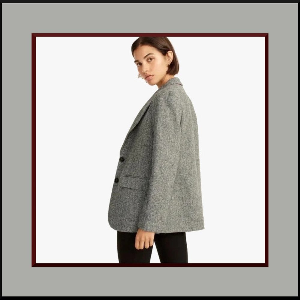 NWT J. Crew Sommerset Blazer/Heather Graphite English Wool Herringbone/Sz 4 - Picture 3 of 6